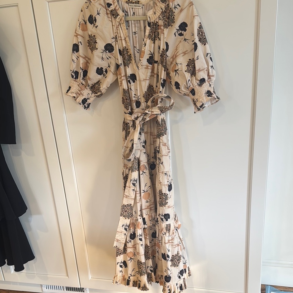 Ulla Johnson Cream and Brown Wrap Maxi Dress